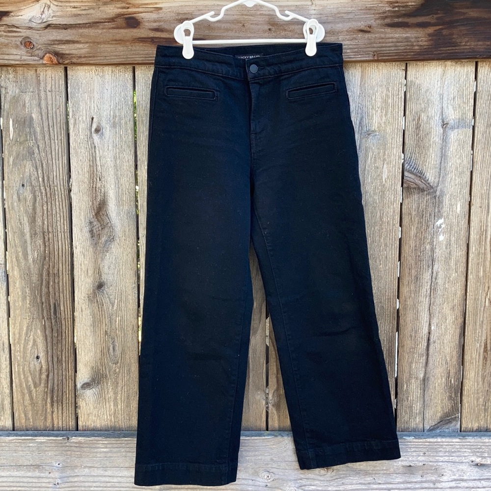 Lucky Brand cropped wide-leg black jeans